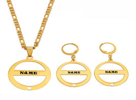 Foto van Sieraden anniyo customize name with black ink pendant necklace earrings sets stainless steel letter 