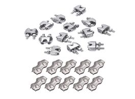 Foto van Gereedschap 22 pcs stainless steel wire rope cable clamp fastener grips clamps caliper 12pcs 2mm 10p