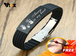 Foto van Sieraden vnox customize 16mm slicone bracelets for men black stainless steel tag personalize family 