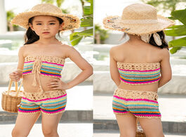 Foto van Sport en spel kids swimwear crochet bikinis set girls bathing swimsuit 2 pieces female split childre