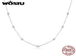 Foto van Sieraden wostu genuine 925 sterling silver bright zircon simple necklace long chain link for women w