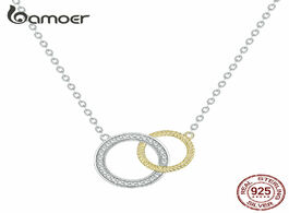 Foto van Sieraden bamoer biocolor double circle short necklace for women genuine 925 sterling silver bijoux 2