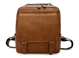 Foto van Tassen vintage laptop backpack men waterproof bagpack khaki travel bag pu leather backpacks big capa