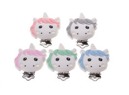 Foto van Baby peuter benodigdheden food grade 10pc unicorn silicone clips teething teether necklace accessori