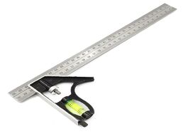 Foto van Gereedschap 300mm adjustable combination square angle ruler 45 90 degree with bubble level multifunc