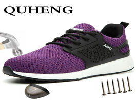 Foto van Schoenen quheng safety work shoes for men steel toe cap anti smashing working boots new design stati