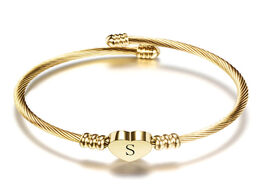 Foto van Sieraden nextvance girls gold color stainless steel heart bracelet bangle with letter fashion initia