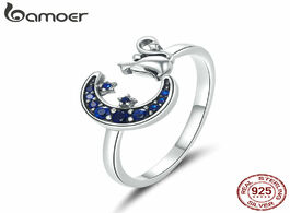 Foto van Sieraden bamoer moon cat finger rings for women adjustable 925 sterling silver ring 2020 spring new 