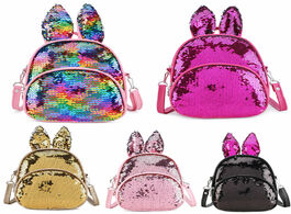 Foto van Tassen glitter backpack kids girls boys rabbit ears sequin backpacks knapsack children school bags r