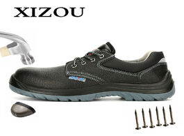 Foto van Schoenen xizou safety work shoes for men steel toe cap anti smashing working boots genuine leather n