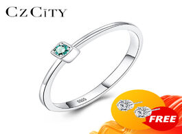 Foto van Sieraden czcity genuine 925 sterling silver vvs green topaz wedding rings for women minimalist thin 