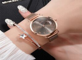 Foto van Horloge rose gold mesh strap women s fashion watches simple numbers dial luxury quartz watch clock p