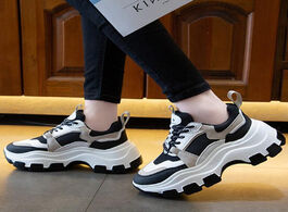 Foto van Schoenen women chunky shoes black white platform sneakers zapatillas mujer korean dad thick sole run