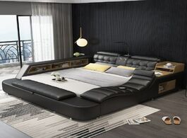 Foto van Meubels genuine leather bed frame soft beds massager storage safe speaker led light bedroom cama iph