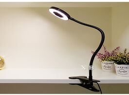 Foto van Lampen verlichting led desk lamp 5w with clamp dimmable reading light eye care usb table bedside bab