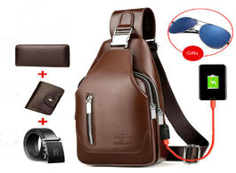 Foto van Tassen design leather mens shoulder travel bag usb charging crossbody bags for men anti theft chest 