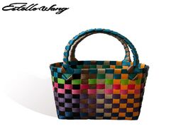 Foto van Tassen 2020 new small square bag for women and girls colorful mini woven vegetable basket straw manu