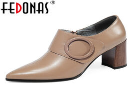 Foto van Schoenen fedonas women high heels pumps classic genuine leather pointed toe female shoes spring autu