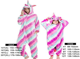 Foto van Baby peuter benodigdheden unicorn rainbow kigurumi family matching outfits kids pajamas adulto boys 
