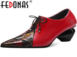 Foto van Schoenen fedonas embroider pointeh toe ladies shoes elegant genuine leather strange heels pumps lace