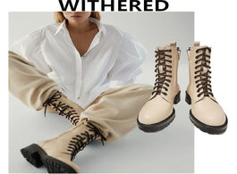 Foto van Schoenen withered england high street vintage bandage cowhide motorcycle martin boots women winter s