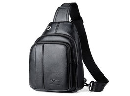 Foto van Tassen luxury brand kangaroo men chest bag leather crossbody messenger casual brown belt sling black
