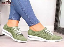 Foto van Schoenen wedge heel lacing perforated breathable casual shoes women s fashion plus size vulcanized 2