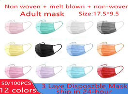 Foto van Beveiliging en bescherming 50 100 pcs pink blue blak disposable protectiv masks non woven 3 layer fa