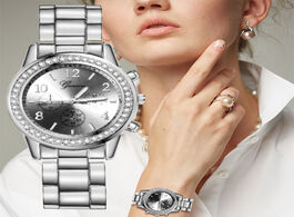 Foto van Horloge reloj mujer silver watch for women fashion rhinestones quartz luxury wristwatch ladies relog
