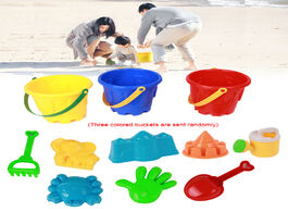 Foto van Speelgoed large beach bucket 7 piece set with tool shovel rake toys game supplies kids boy girl drop