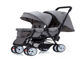 Foto van Baby peuter benodigdheden twin stroller double lightweight folding front and rear seats can sit lie