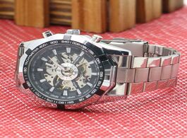 Foto van Horloge men s hollow skeleton dial automatic mechanical stainless steel band wrist watches for