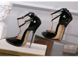 Foto van Schoenen crossdresser shoes zapatos mujer 16cm thin heels sandals women wedding pumps bridal buckle 