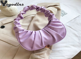Foto van Tassen fashion pleated handle bags for women solid color cloud pu leather shoulder armpit bag leisur
