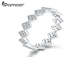 Foto van Sieraden bamoer authentic 925 sterling silver dazzling geometric simple stackable finger rings for w
