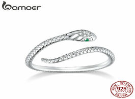 Foto van Sieraden bamoer genuine 925 sterling silver snake size open adjustable finger rings for women statem
