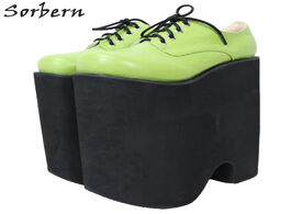 Foto van Schoenen sorbern green punk style women pumps thick platform shoe lace up lolita shoes custom colors