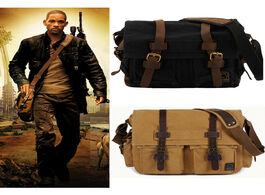 Foto van Tassen i am legend will smith military canvas genuine leather men messenger bag shoulder sling beg