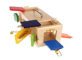 Foto van Speelgoed montessori colorful lock box kids children educational preschool training toys