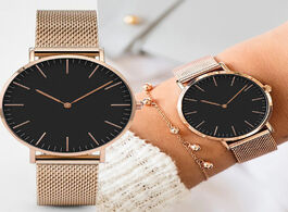Foto van Horloge simple watch women dress stainless steel band analog quartz wristwatch fashion luxury ladies