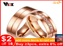 Foto van Sieraden vnox trendy wedding bands rings for women men love rose gold color stainless steel cz promi