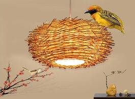 Foto van Lampen verlichting chinese garden bird nest pendant lamp rattan light wood handmade restaurant cafe 