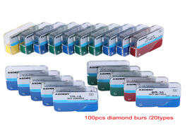 Foto van Schoonheid gezondheid 100pcs 20boxes dental diamond burs drill dia for high speed handpiecess medium