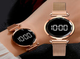 Foto van Horloge luxury digital magnet watches for women rose gold stainless steel dress led quartz watch fem