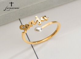 Foto van Sieraden letdiffery custom imitation pearl name ring personalized stainless steel women wedding ring