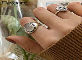 Foto van Sieraden foxanry 925 sterling silver couples rings for women trendy vintage handmade white agate ele