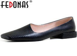 Foto van Schoenen fedonas women square toe basic loafers office thick heels pumps spring summe platforms shoe