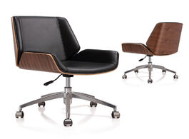Foto van Meubels mid back bentwood swivel office computer chair pu leather furniture for home conference cent