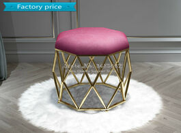 Foto van Meubels luxury nordic golden macaron color dressing stool change shoes small pink sofa stools ottoma