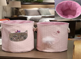 Foto van Huis inrichting foldable laundry basket for home organizer dirty cloths pink swan cat toy storage bo